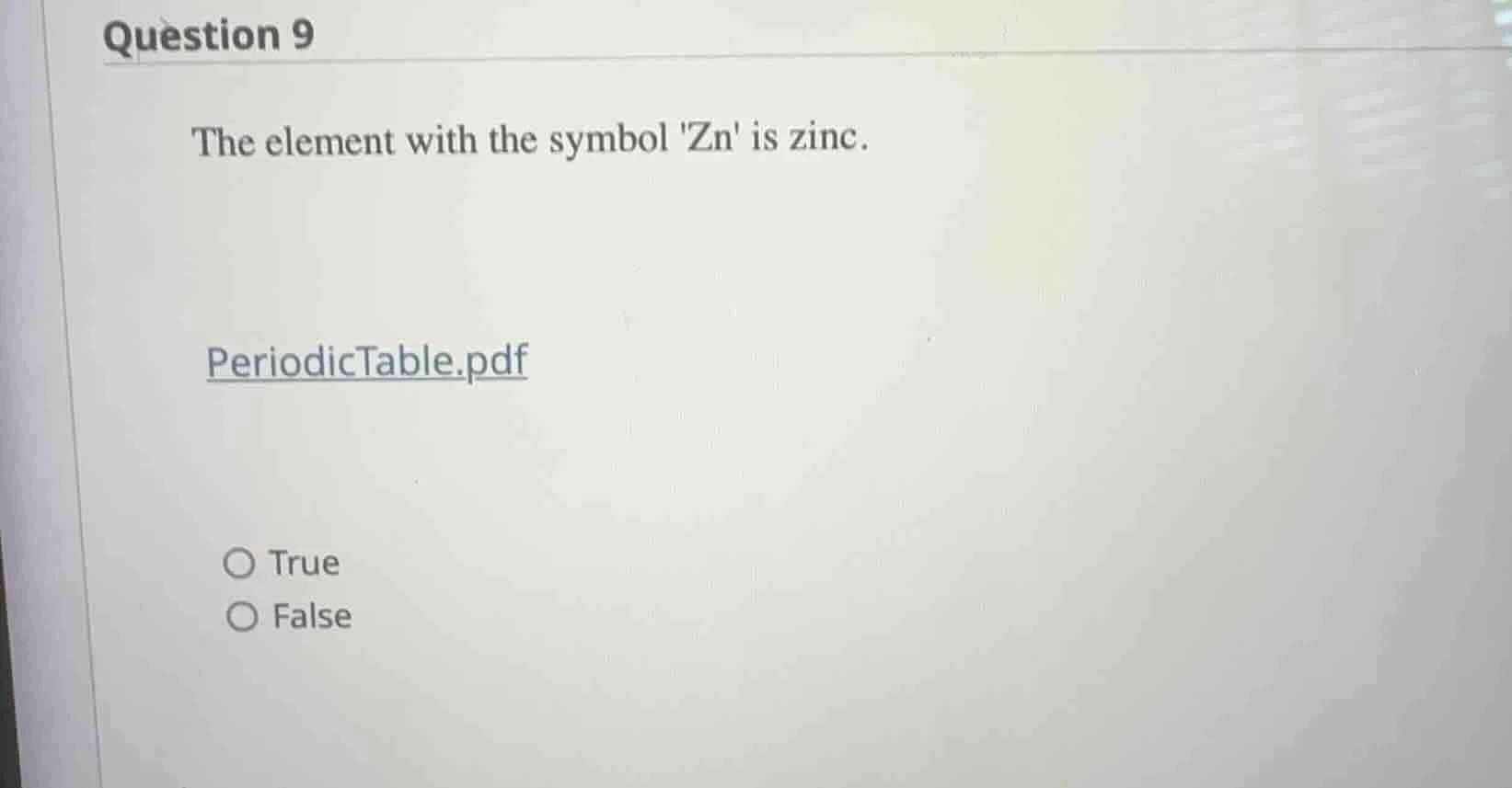 question 9 the element with the symbol zn is zinc. periodictable.pdf tr…