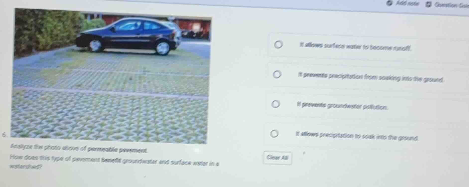 6. analyze the photo above of permeable pavement. how does this type of…