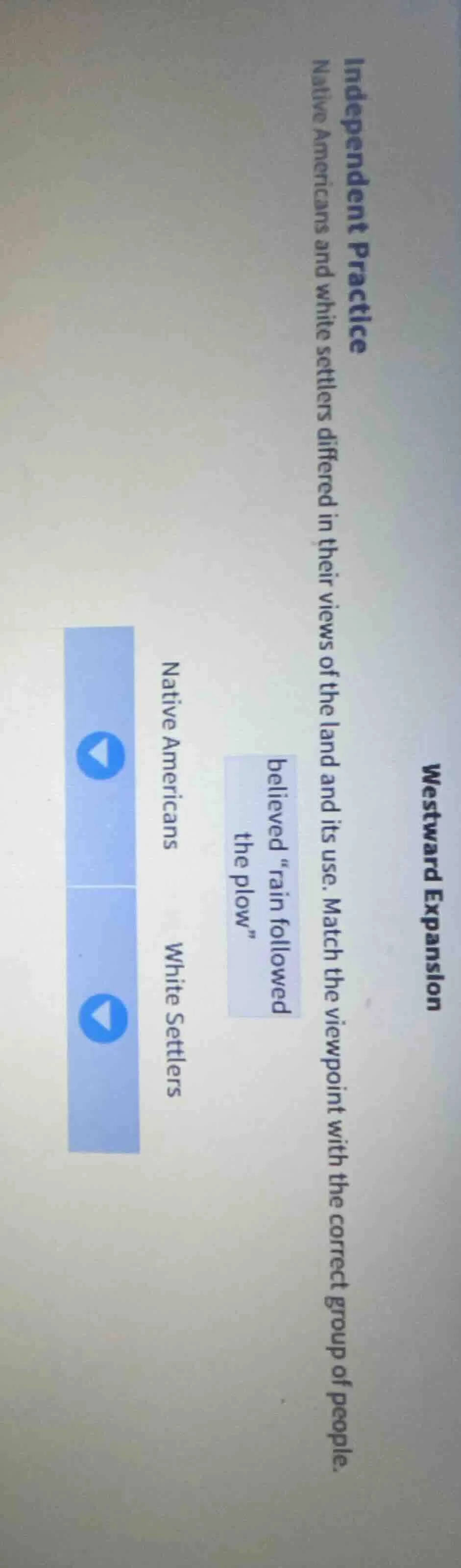 westward expansion independent practice native americans and white sett…