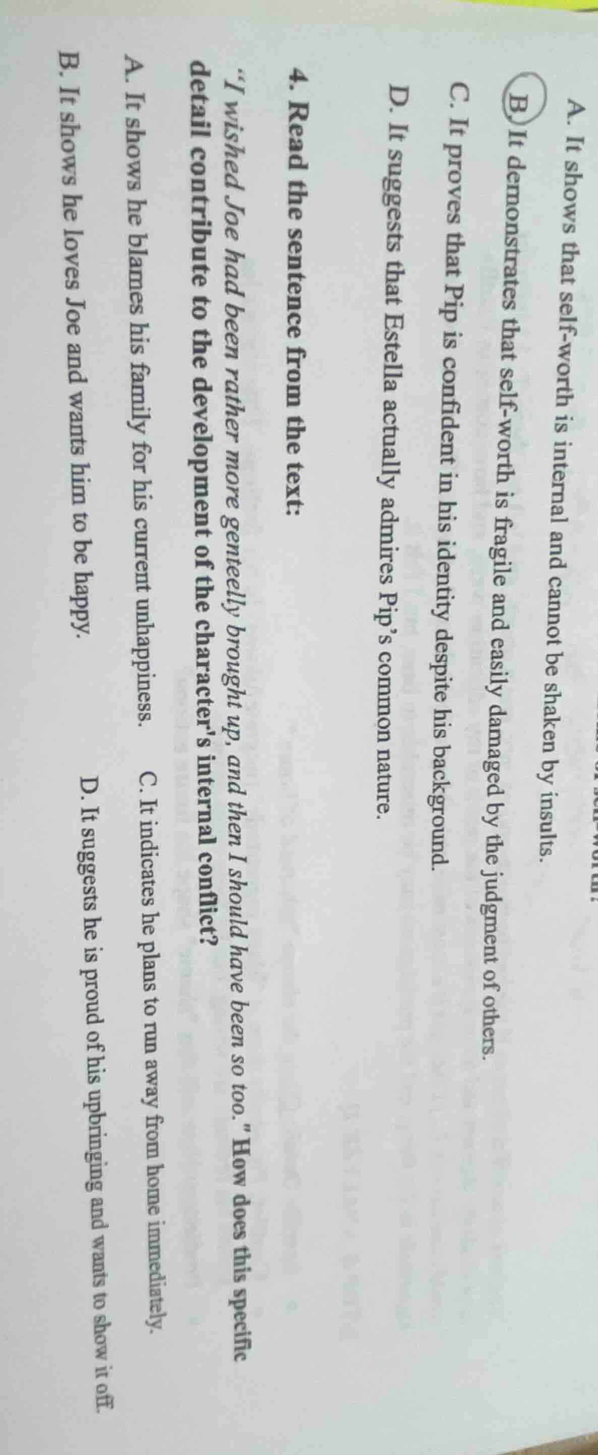 a. it shows that self-worth is internal and cannot be shaken by insults…