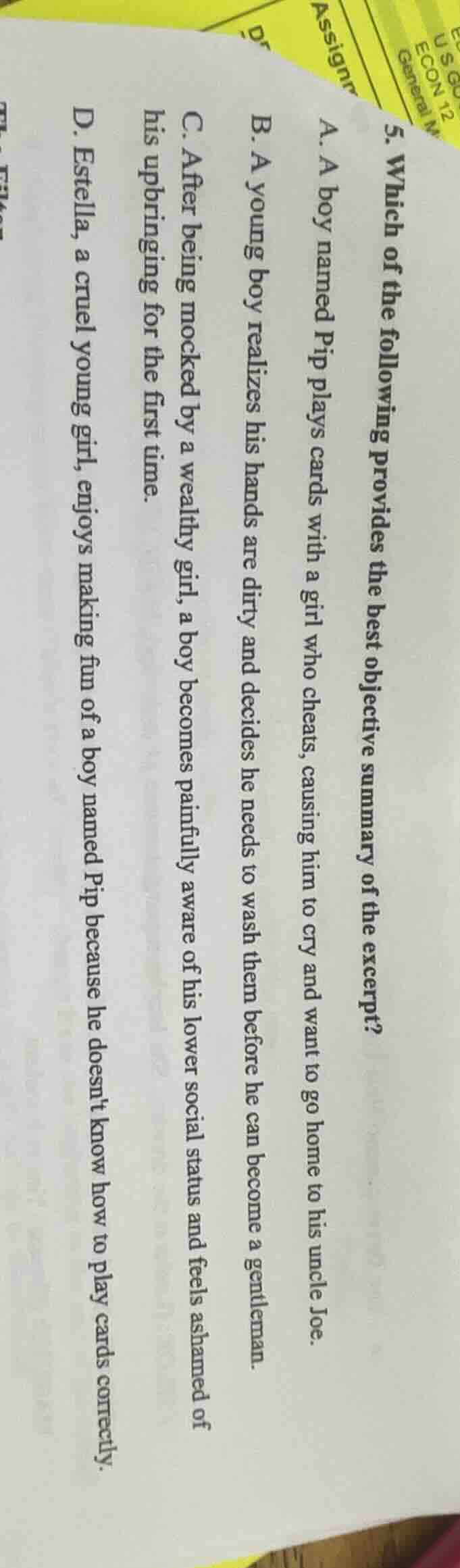 5. which of the following provides the best objective summary of the ex…