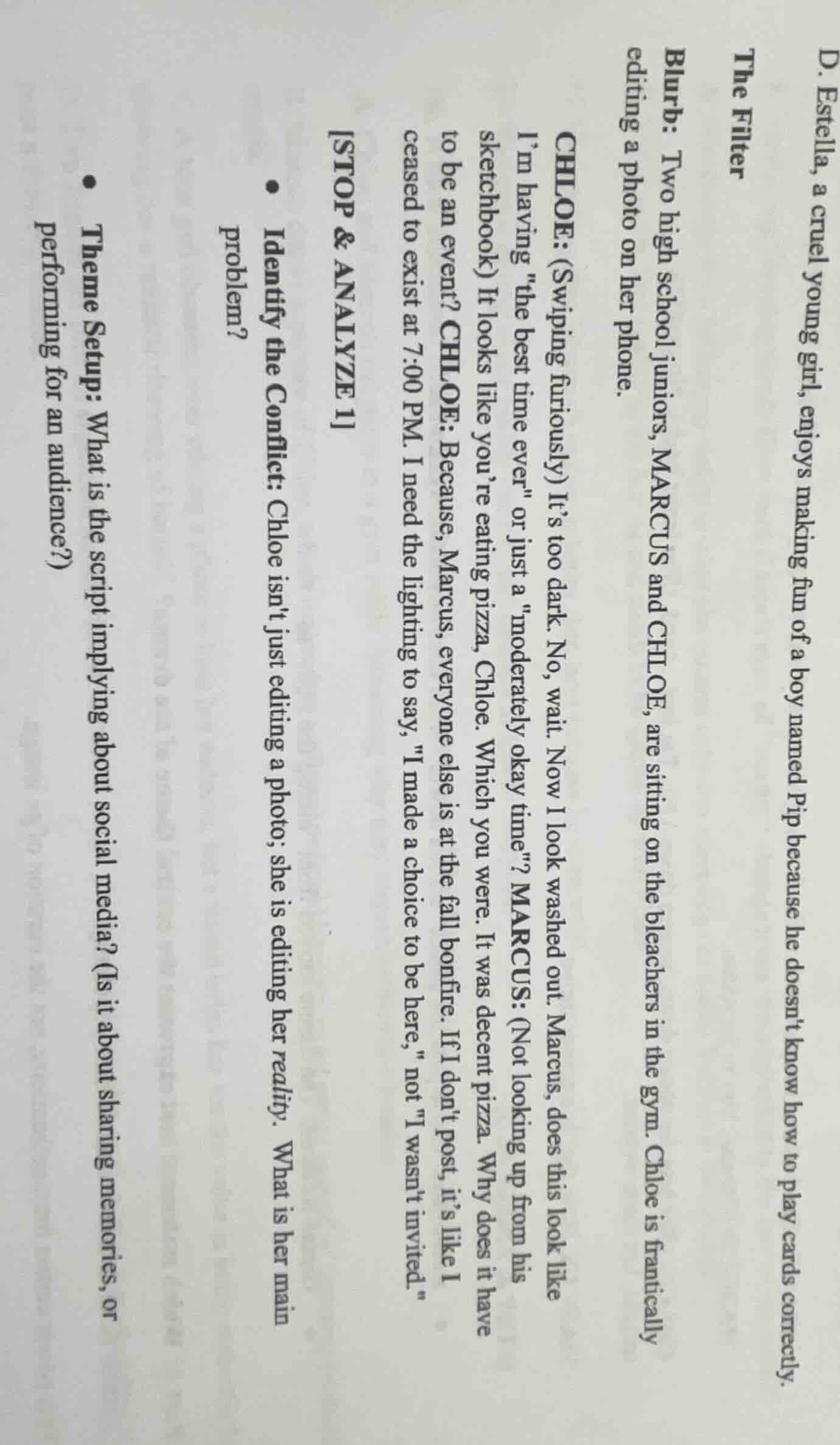 d. estella, a cruel young girl, enjoys making fun of a boy named pip be…