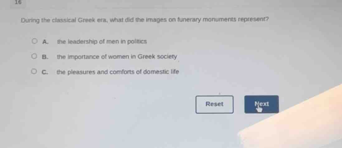 16 during the classical greek era, what did the images on funerary monu…