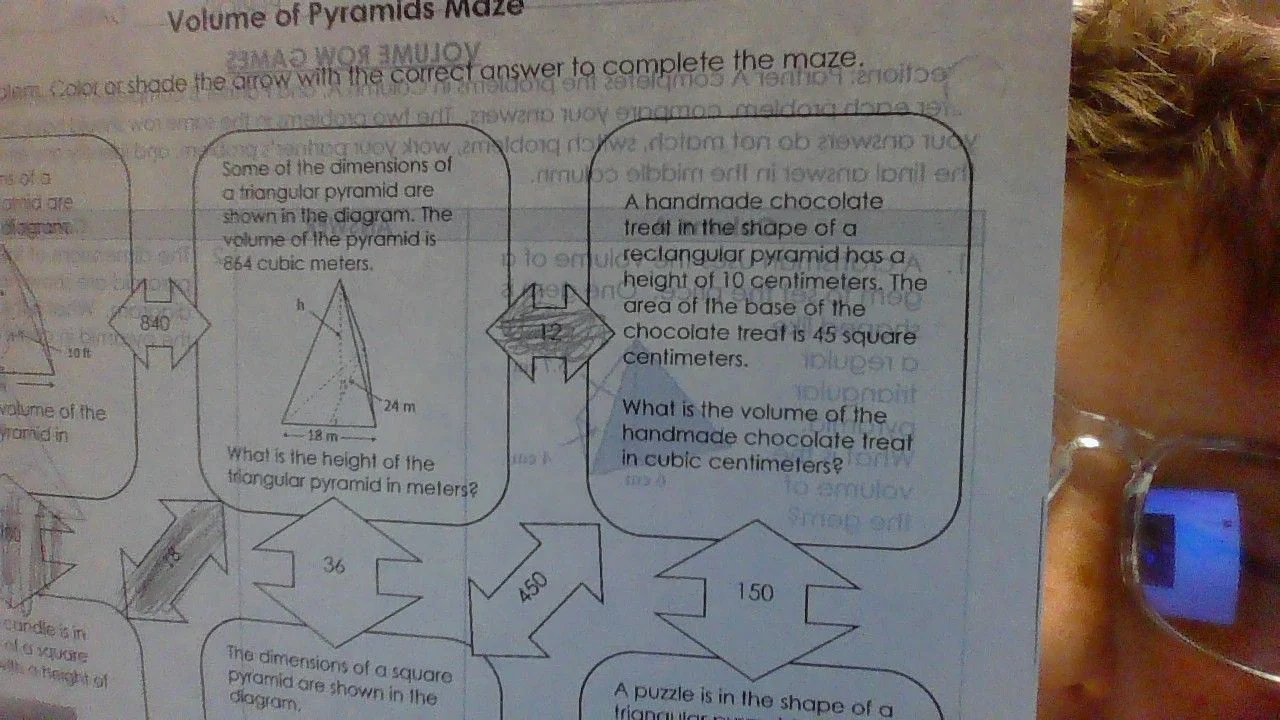 volume of pyramids maze shade the arrow with the correct answer to comp…