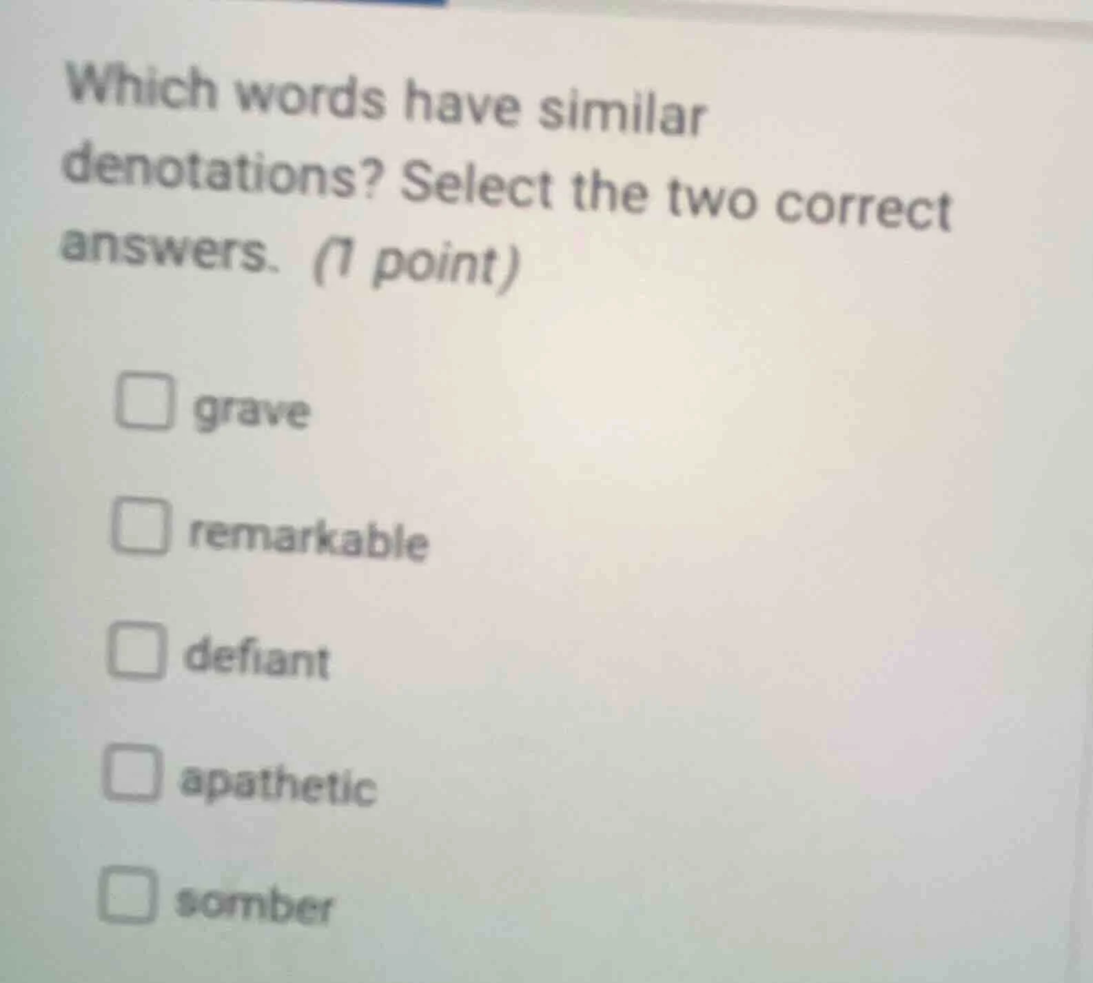 which words have similar denotations? select the two correct answers. (…