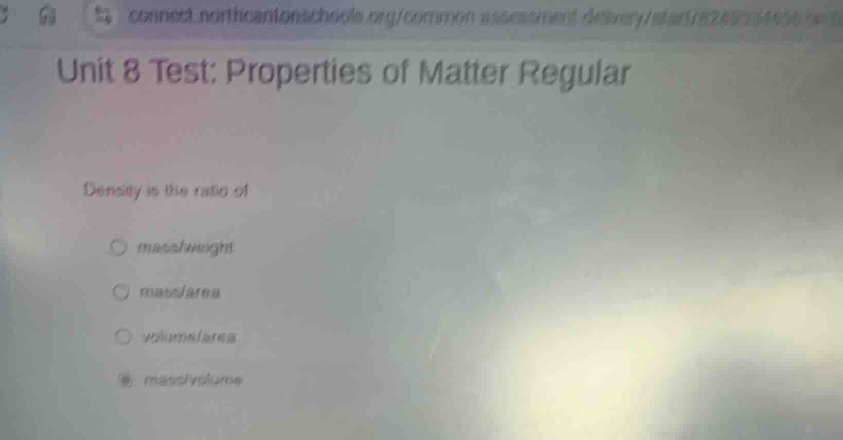 unit 8 test: properties of matter regular density is the ratio of mass/…