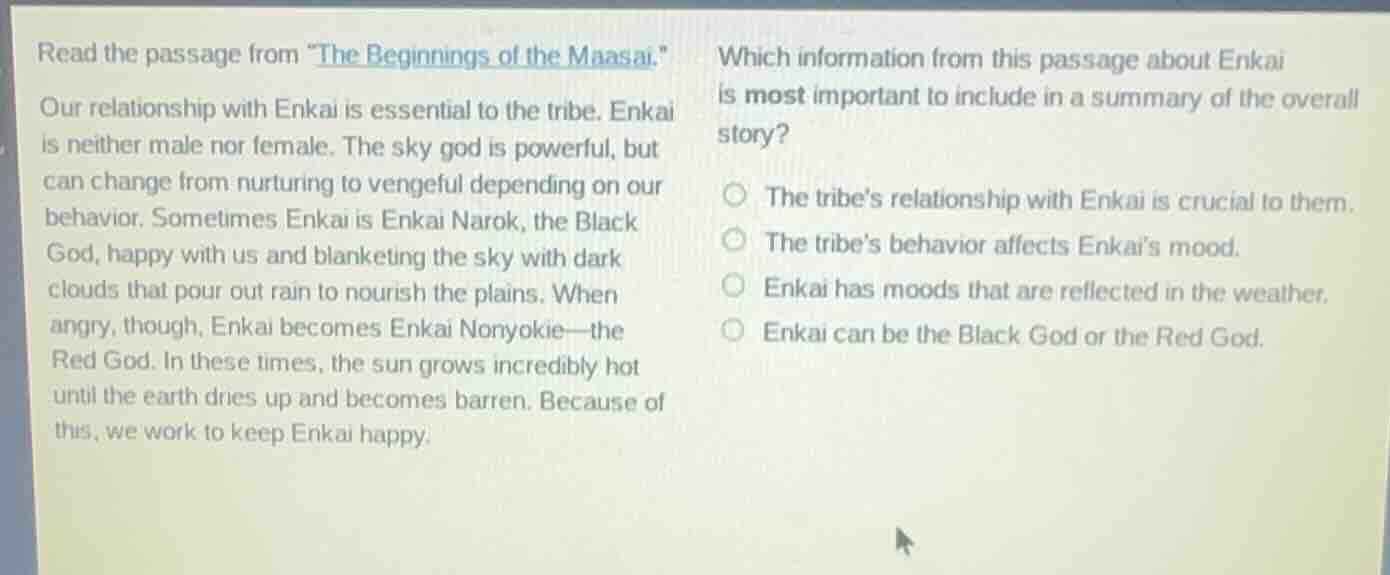 read the passage from \the beginnings of the maasai.\ our relationship …