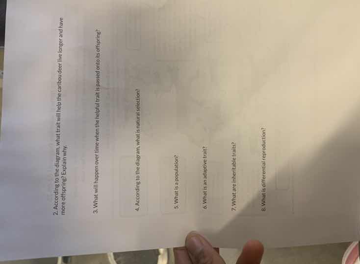 2. according to the diagram, what trait will help the cartoon deer live…