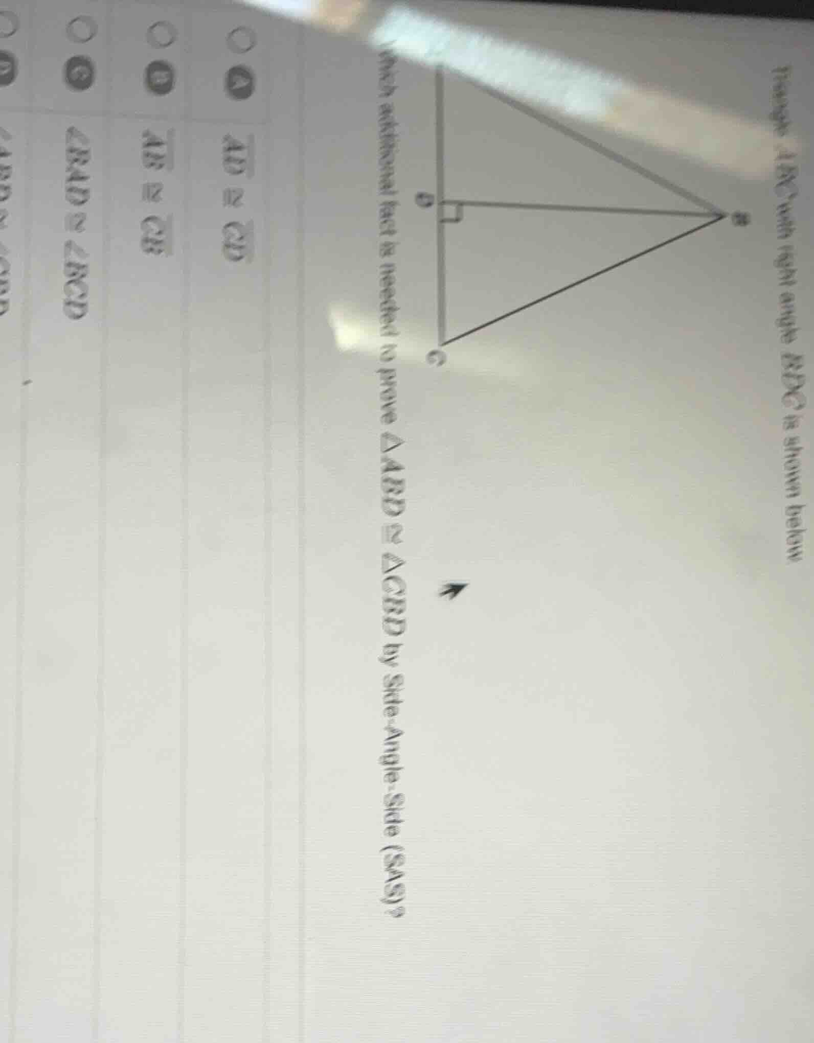 triangle abc with right angle bdc is shown below which additional fact …