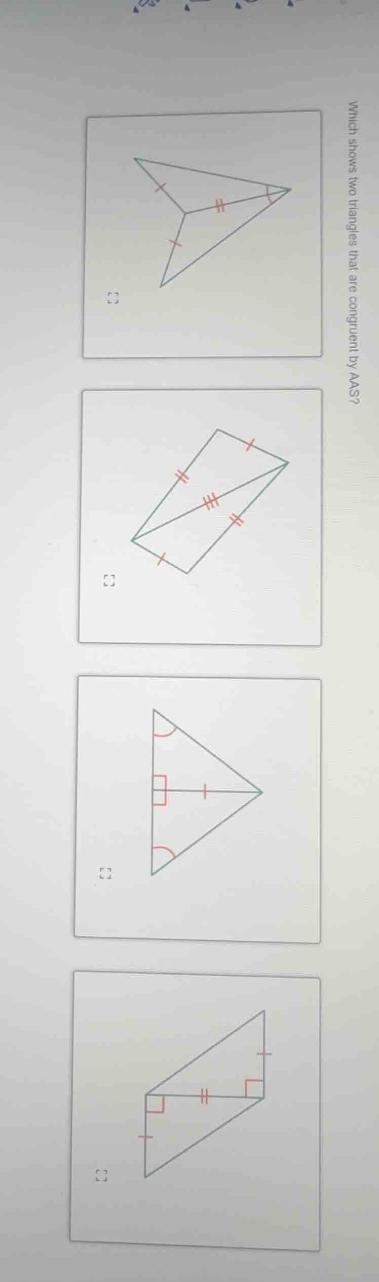 which shows two triangles that are congruent by aas?