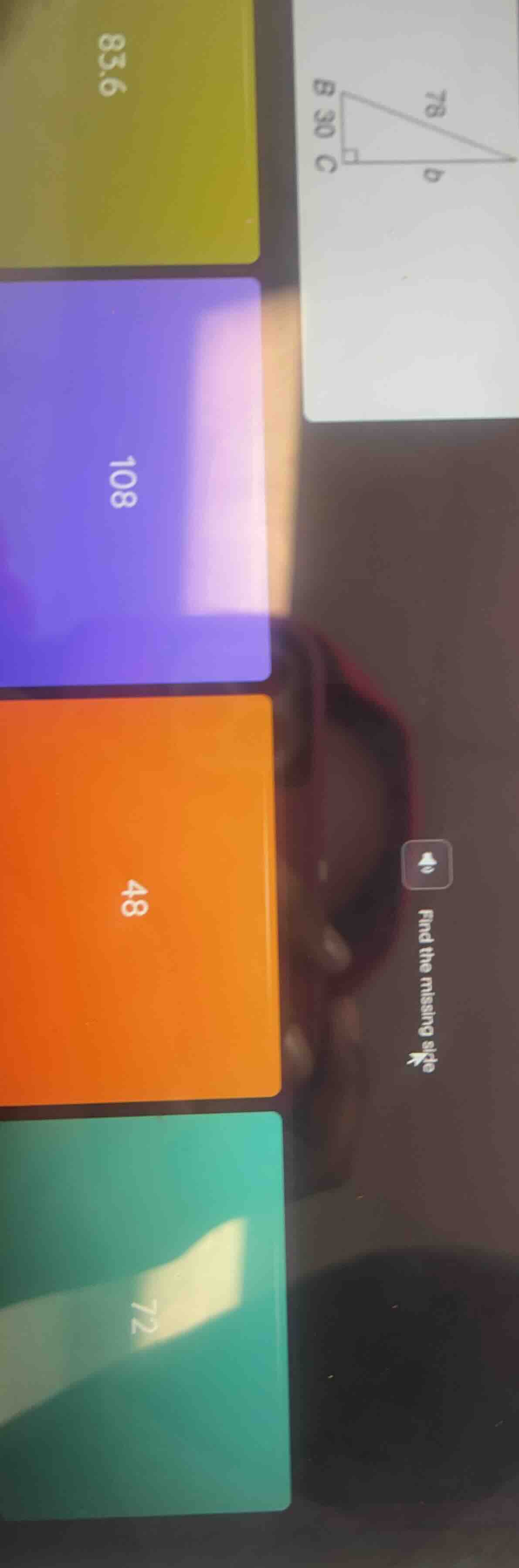 find the missing side 83.6 108 48 72