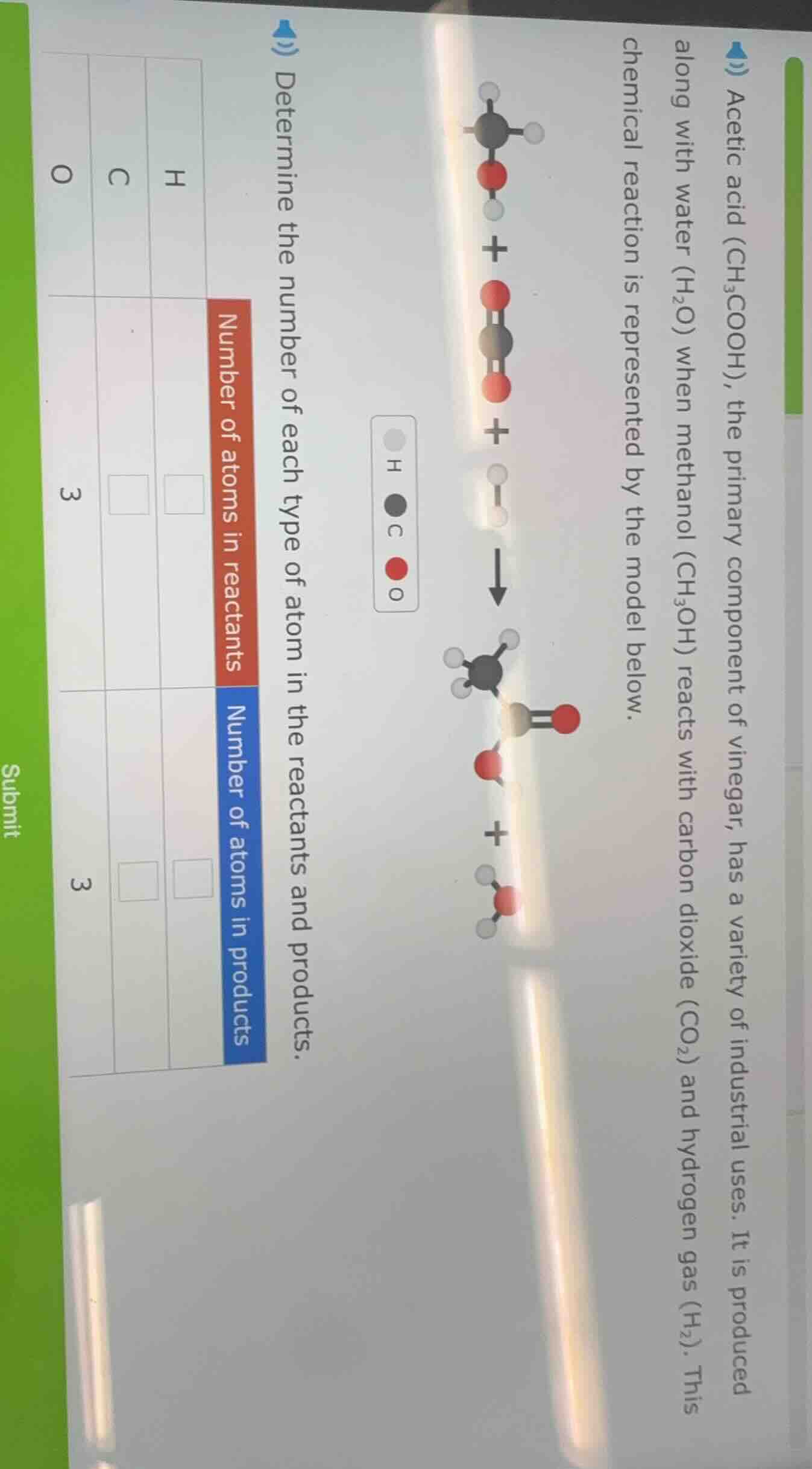 acetic acid ($ch_3cooh$), the primary component of vinegar, has a varie…