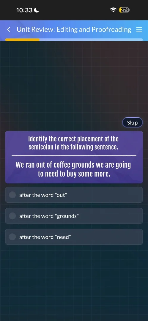 unit review: editing and proofreading skip identify the correct placeme…