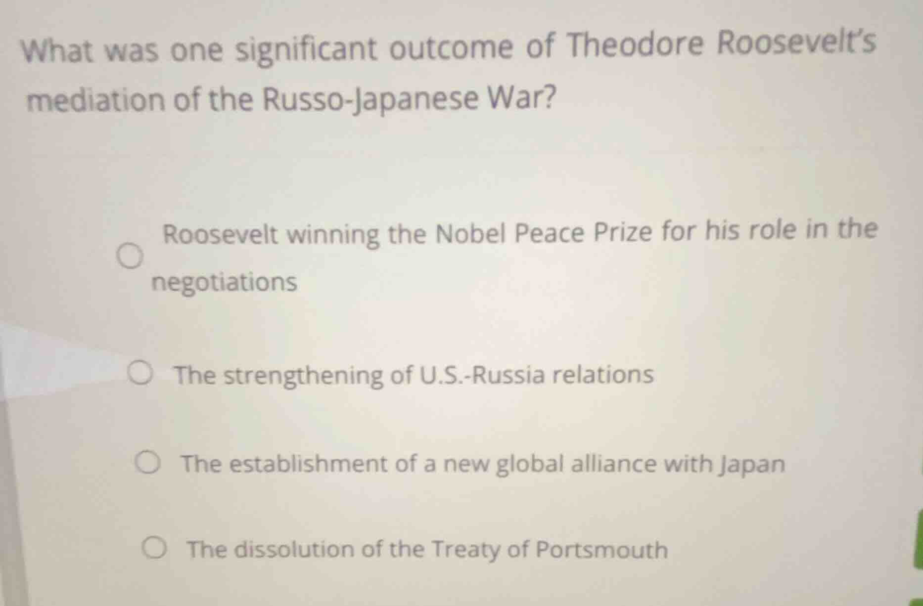 what was one significant outcome of theodore roosevelts mediation of th…