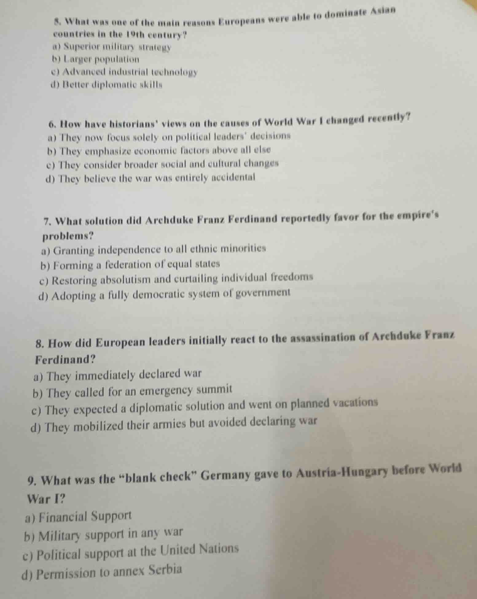 5. what was one of the main reasons europeans were able to dominate asi…