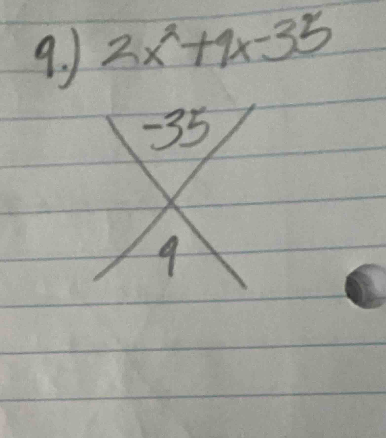 9.) $2x^2+9x-35$