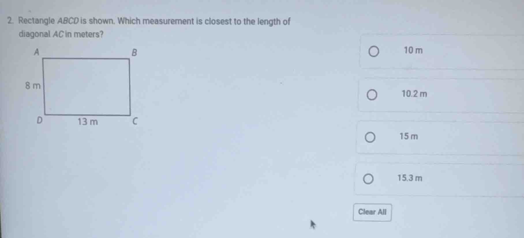2. rectangle abcd is shown. which measurement is closest to the length …