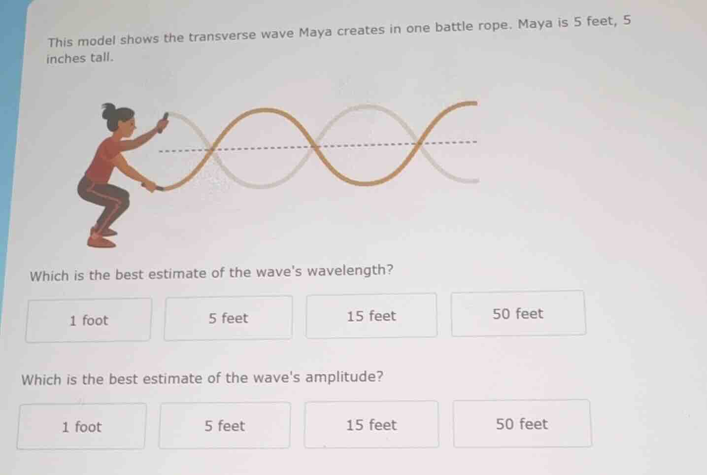 this model shows the transverse wave maya creates in one battle rope. m…
