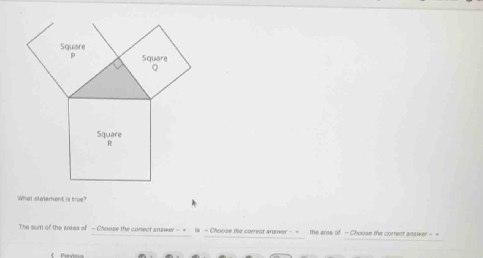 square p square q square r what statement is true? the sum of the areas…