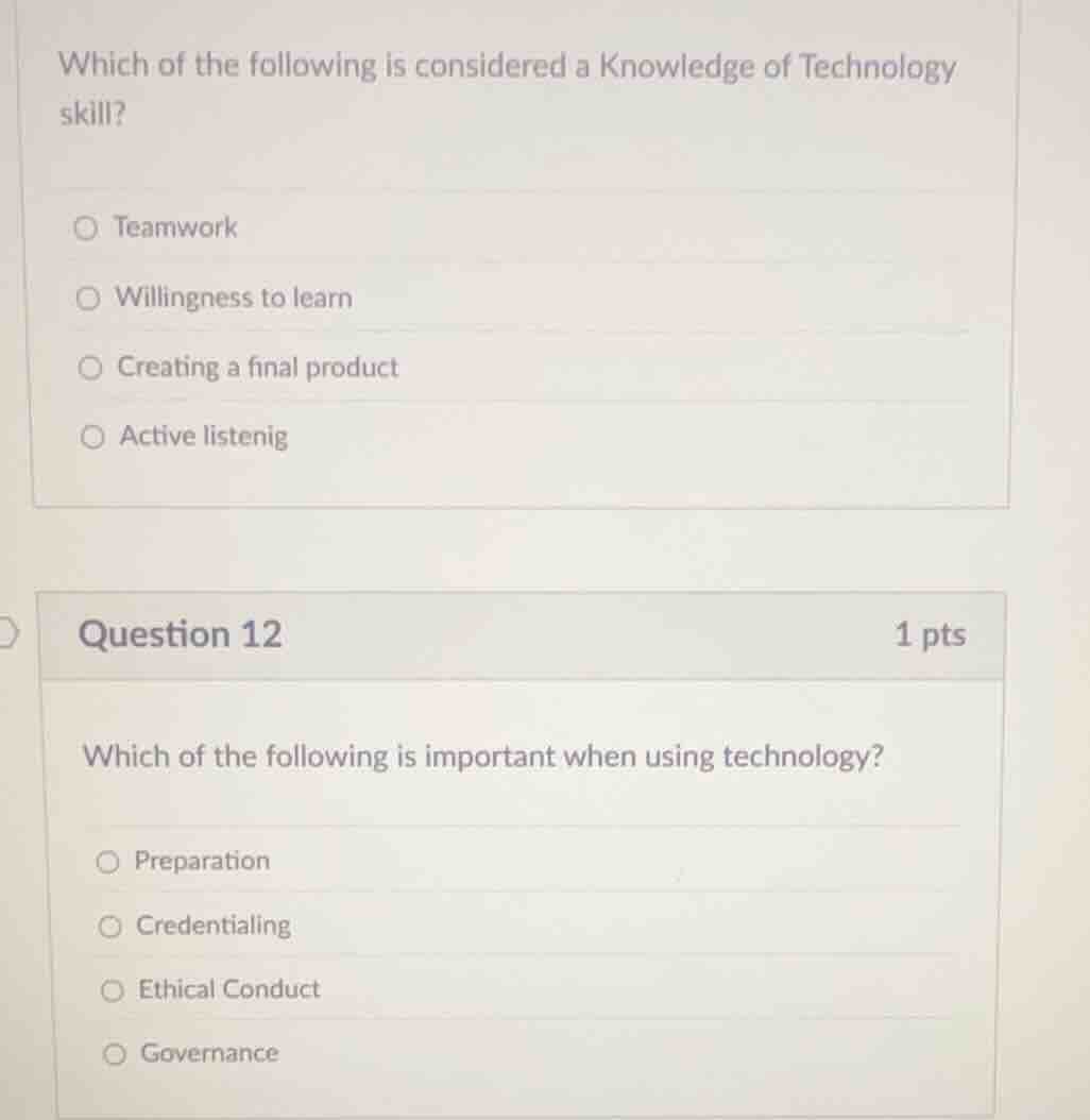 which of the following is considered a knowledge of technology skill? t…