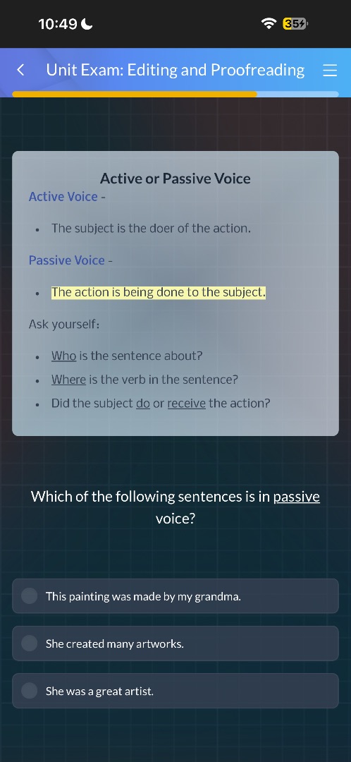 unit exam: editing and proofreadingactive or passive voiceactive voice …