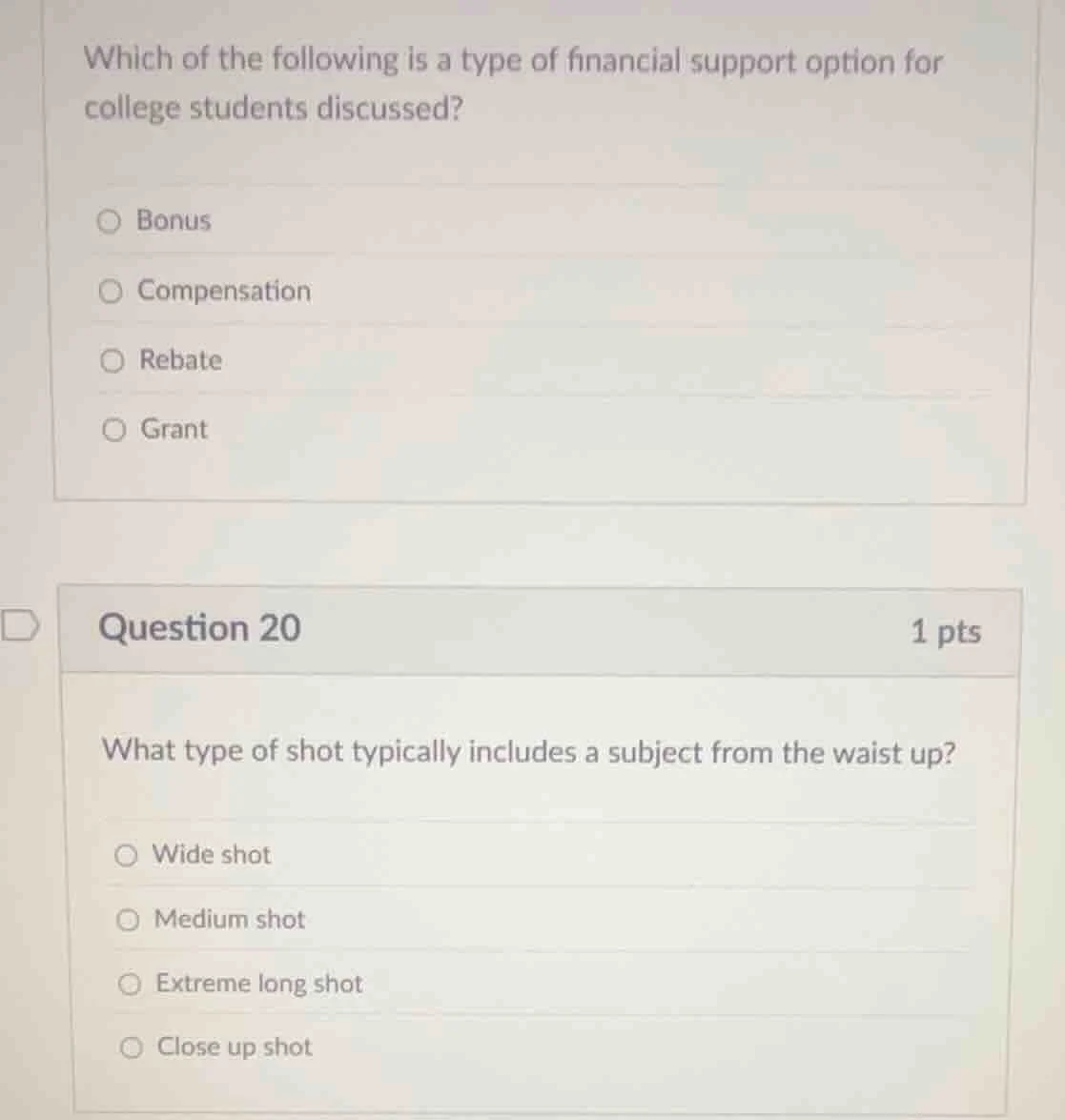 which of the following is a type of financial support option for colleg…