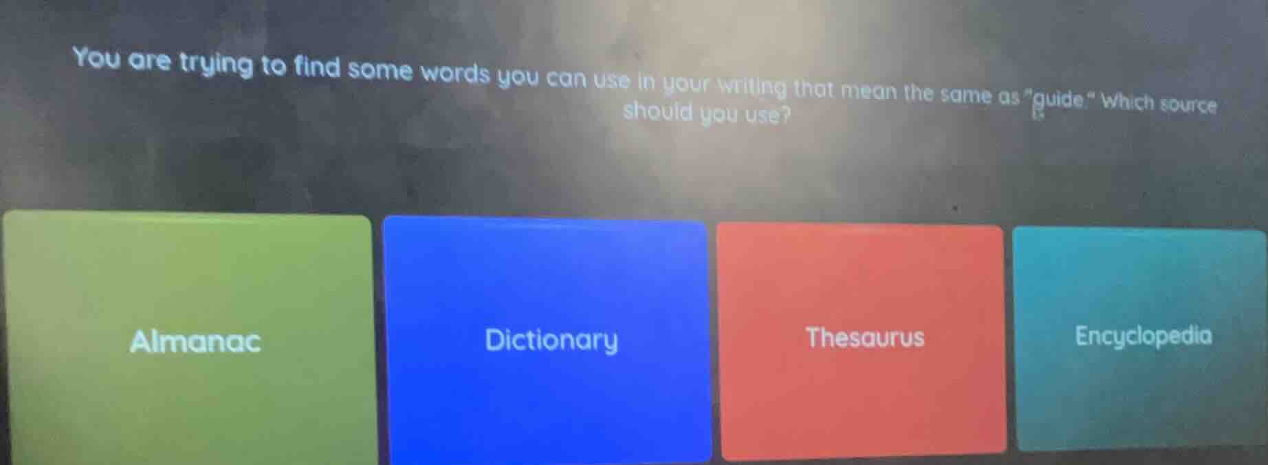 you are trying to find some words you can use in your writing that mean…