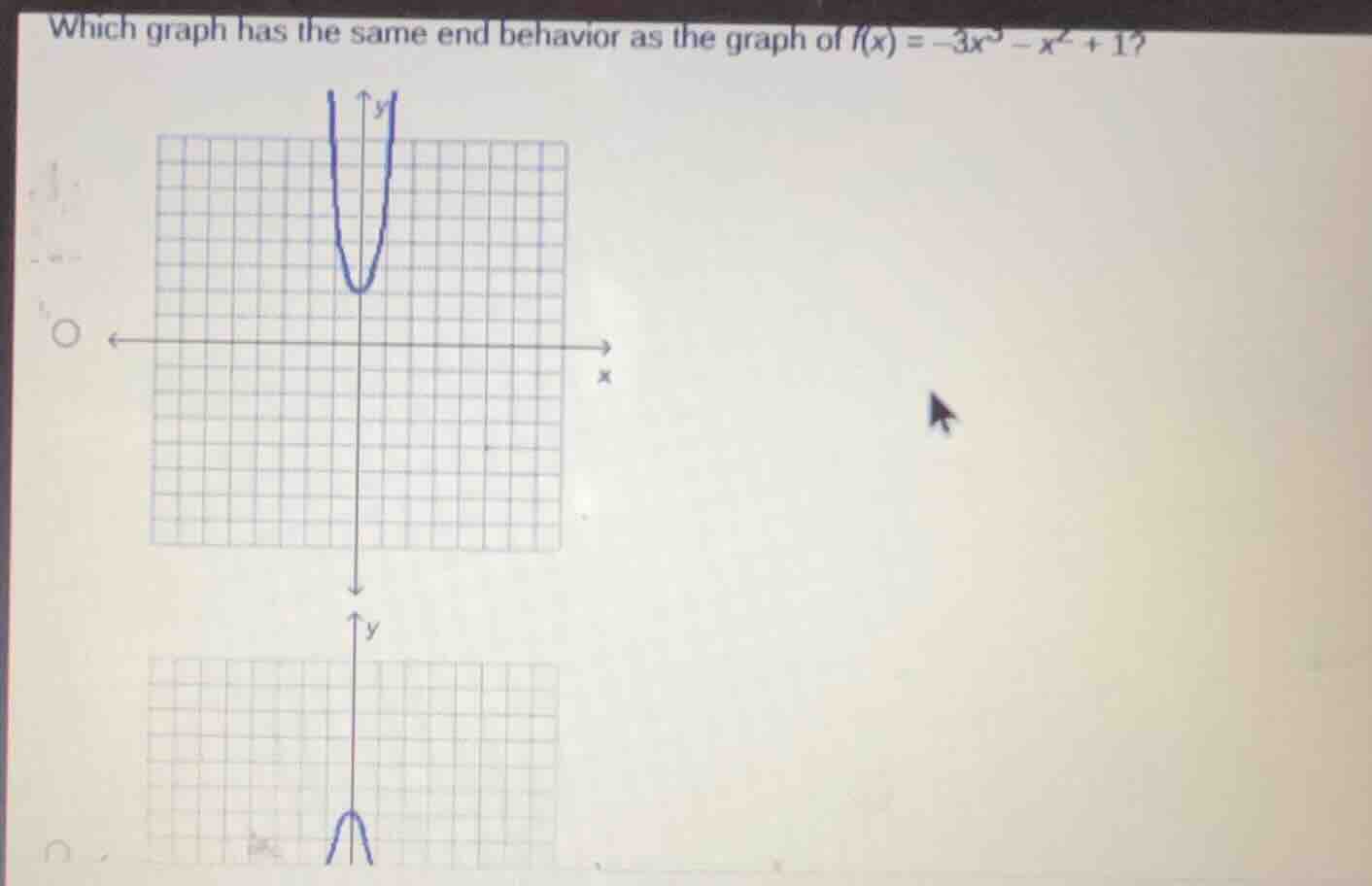 which graph has the same end behavior as the graph of $f(x)=-3x^4 - x^2…