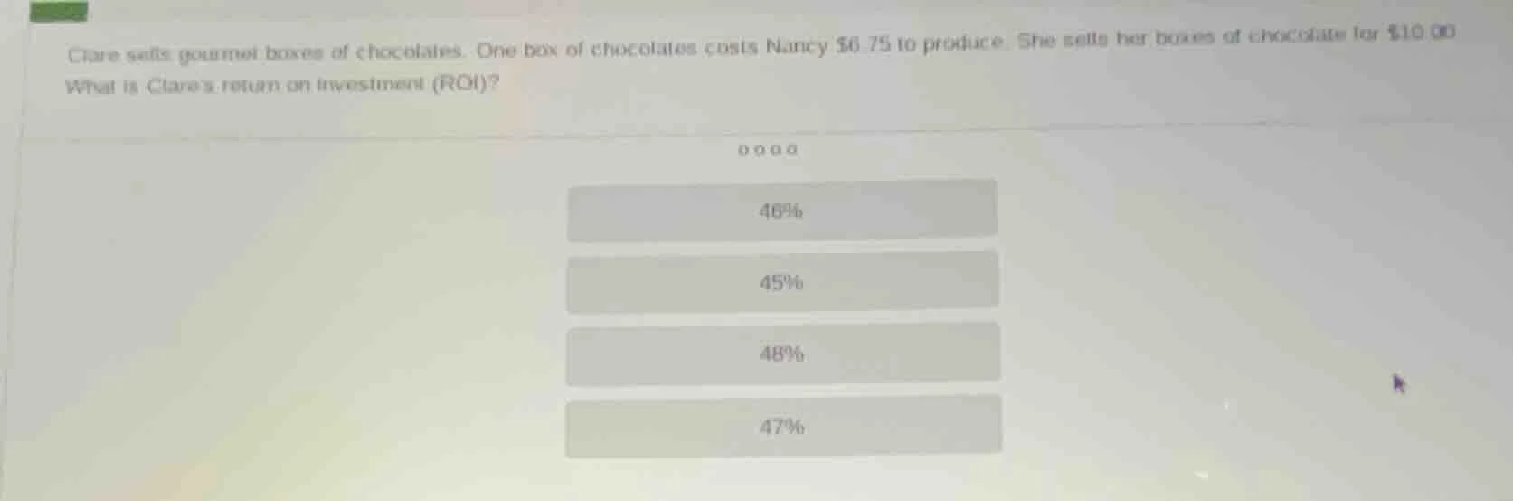 clare sells gourmet boxes of chocolates. one box of chocolates costs na…