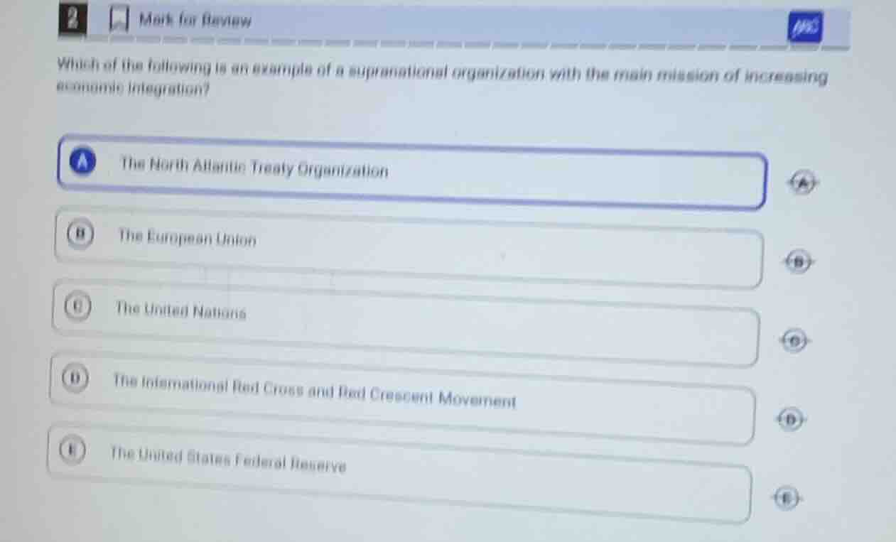 2 mark for review which of the following is an example of a supranation…