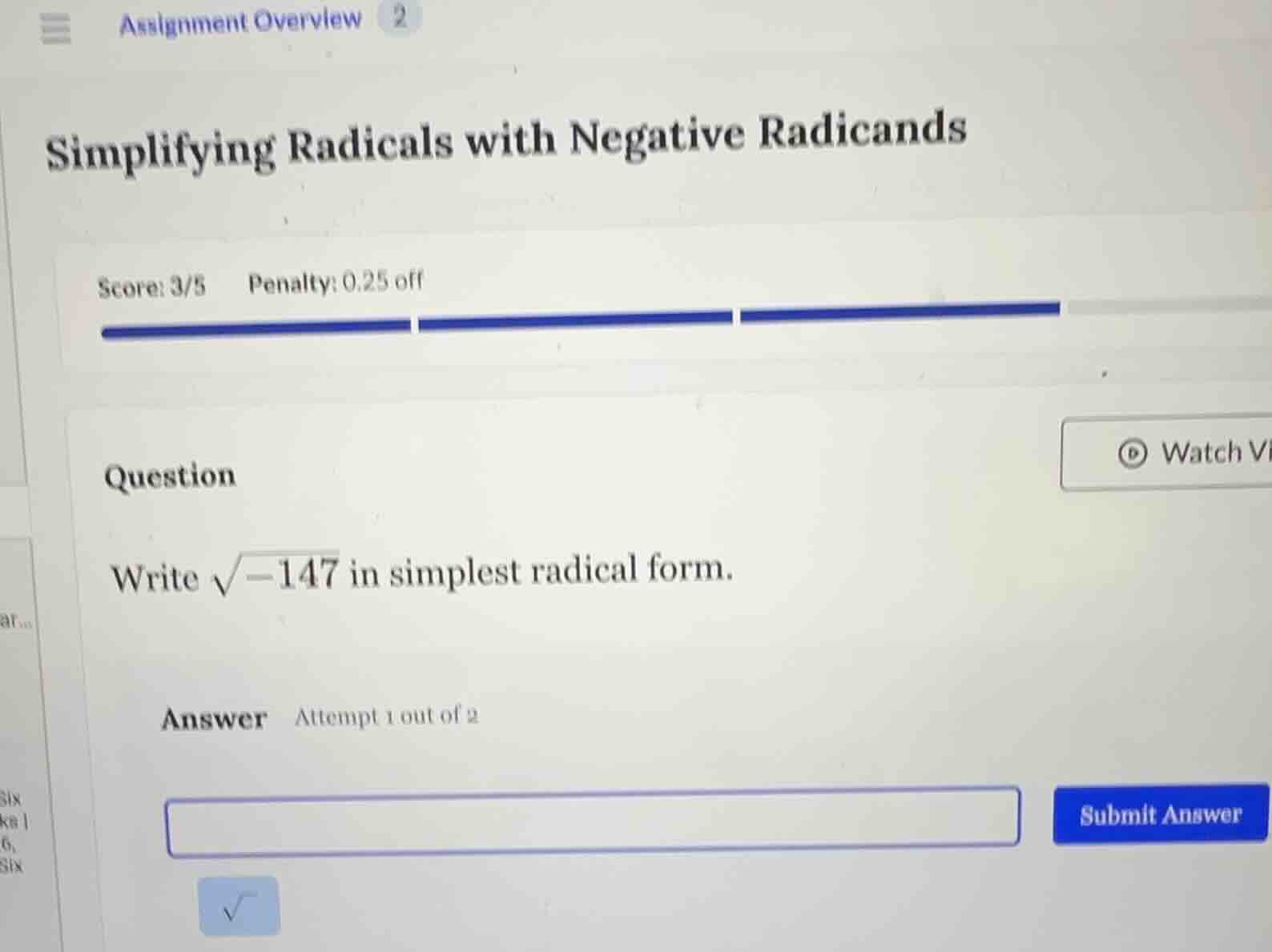 assignment overview 2 simplifying radicals with negative radicands scor…