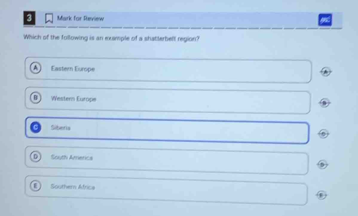 3 mark for review which of the following is an example of a shatterbelt…