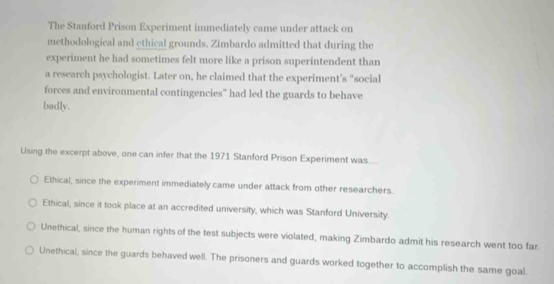the stanford prison experiment immediately came under attack on methodo…