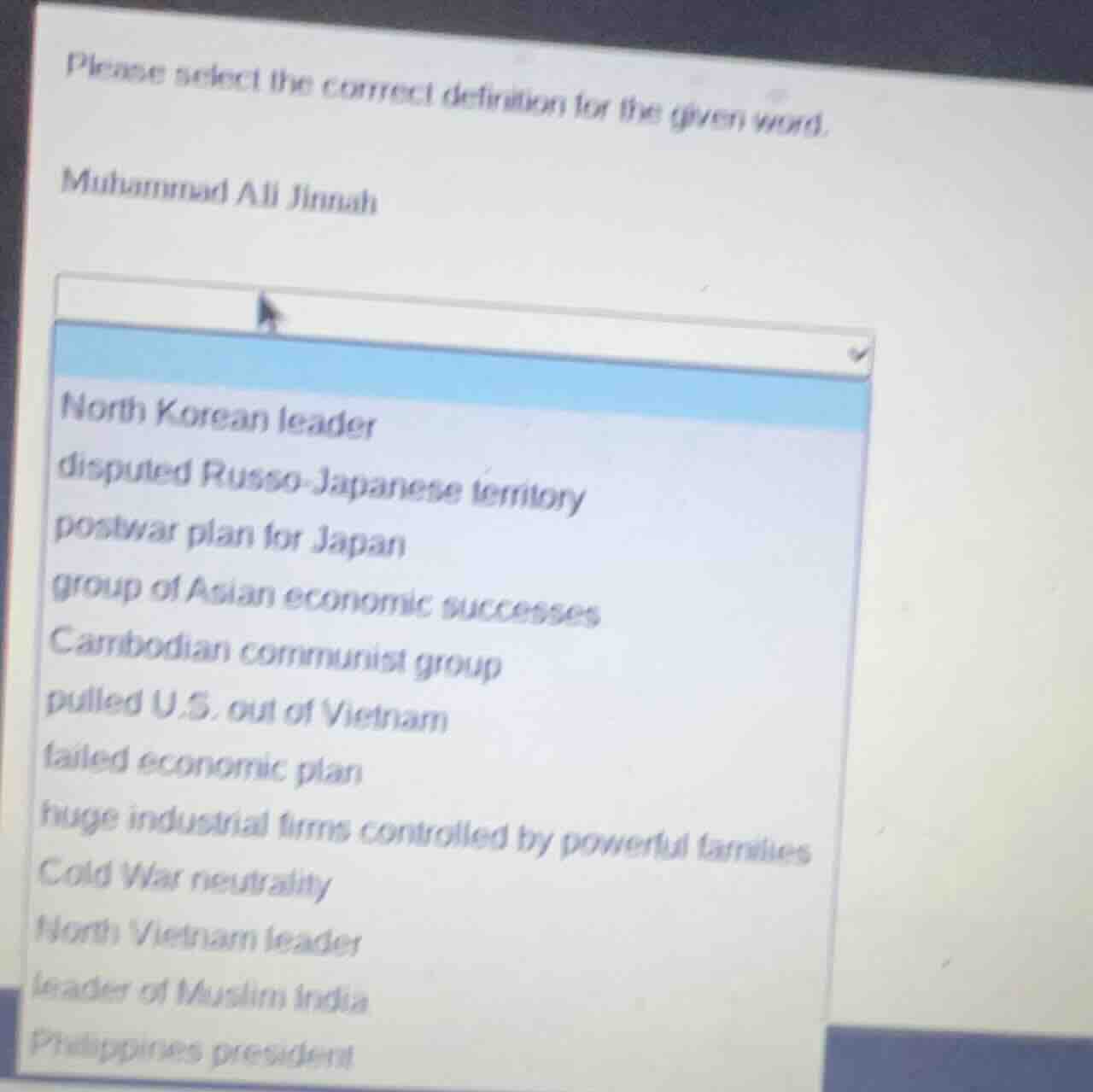 please select the correct definition for the given word. muhammad ali j…