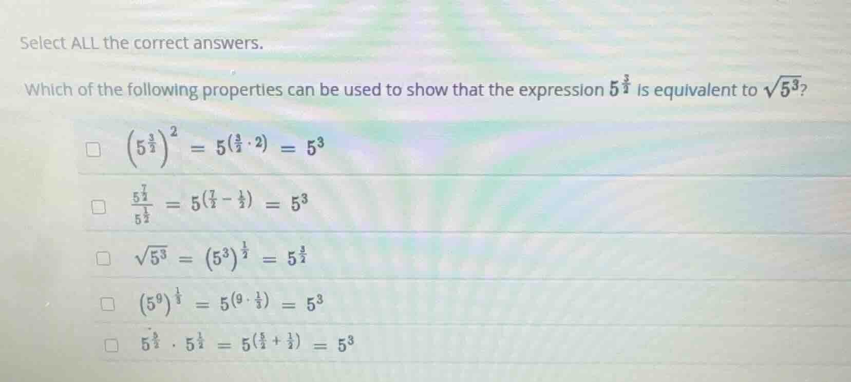 select all the correct answers. which of the following properties can b…