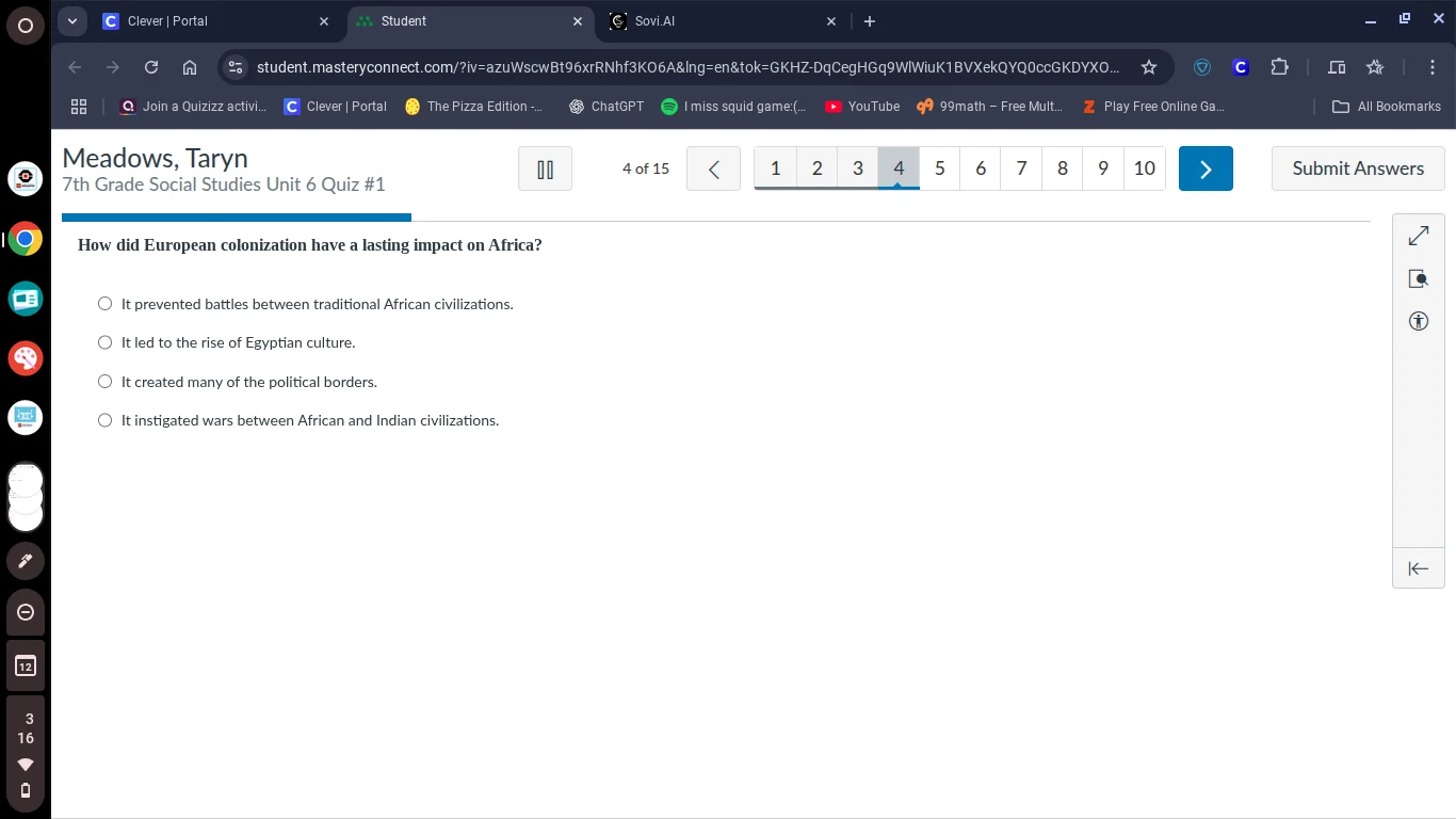 meadows, taryn 7th grade social studies unit 6 quiz #1 4 of 15 how did …