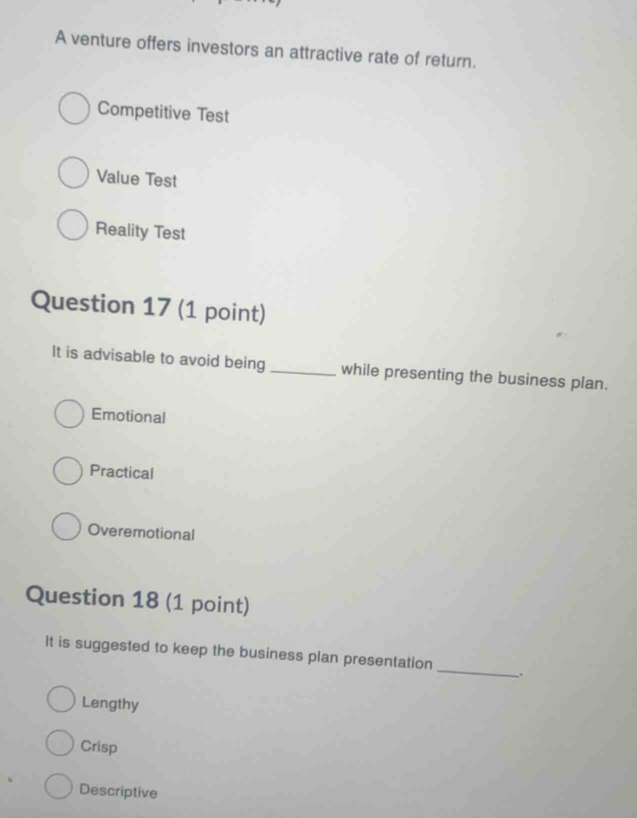 a venture offers investors an attractive rate of return. competitive te…
