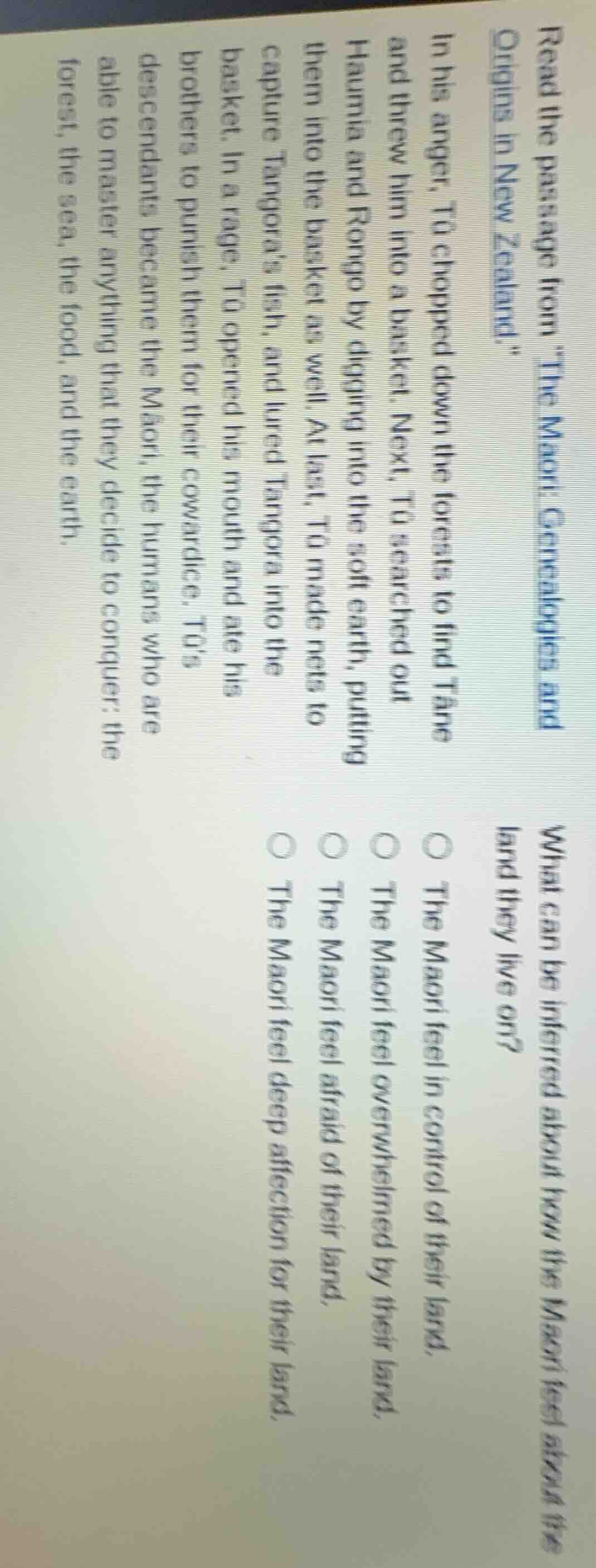 read the passage from \the maori: genealogies and origins in new zealan…