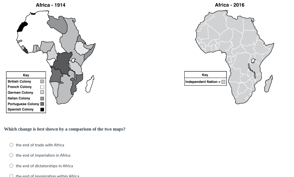 africa - 1914 africa - 2016 key british colony french colony german col…