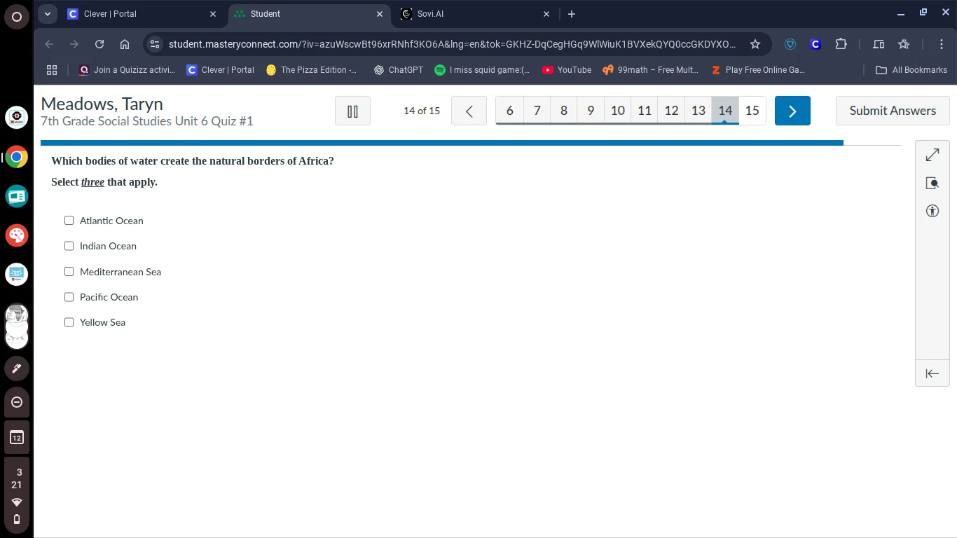 meadows, taryn 7th grade social studies unit 6 quiz #1 14 of 15 which b…