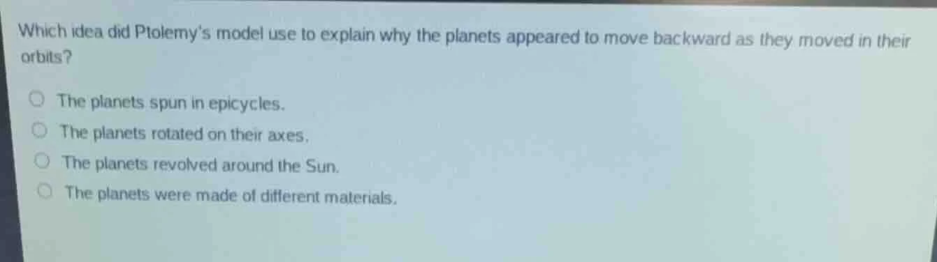 which idea did ptolemys model use to explain why the planets appeared t…