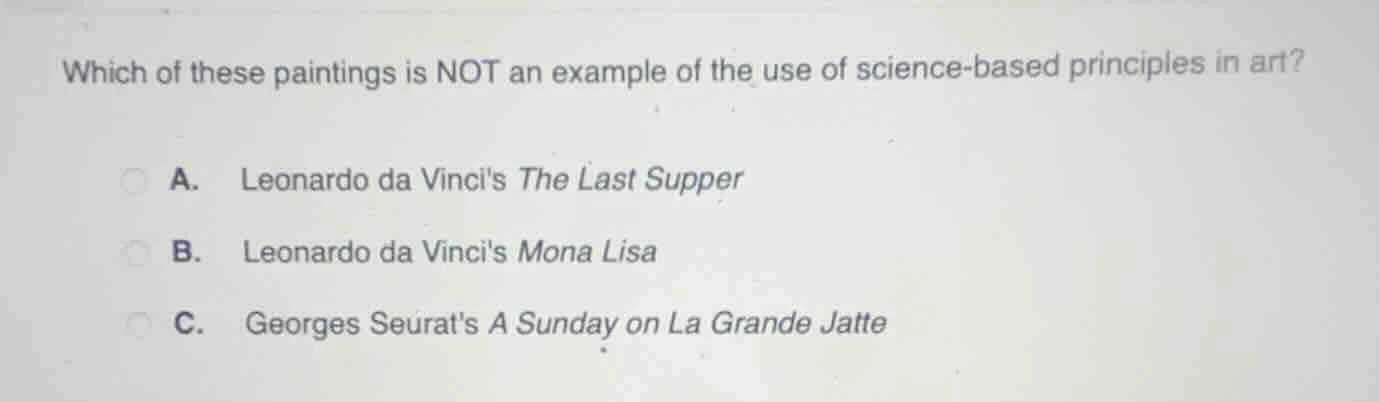 which of these paintings is not an example of the use of science-based …