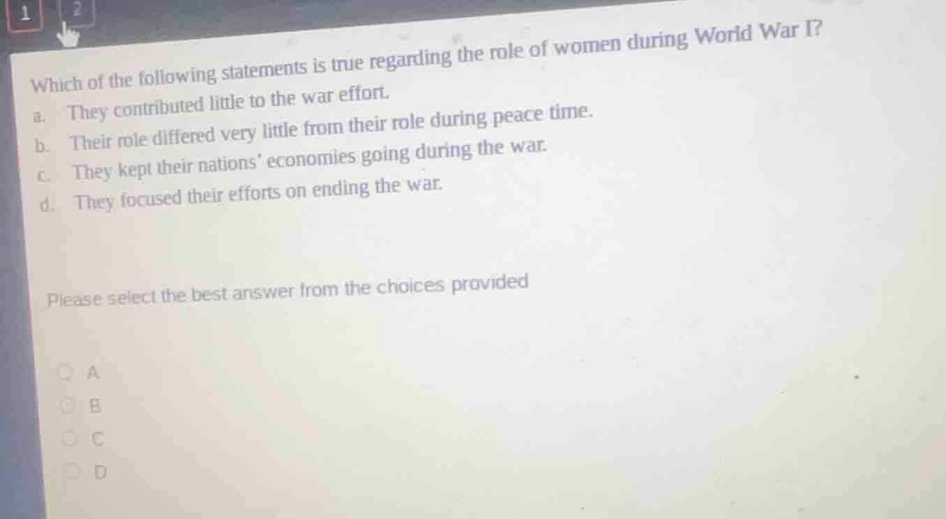 which of the following statements is true regarding the role of women d…