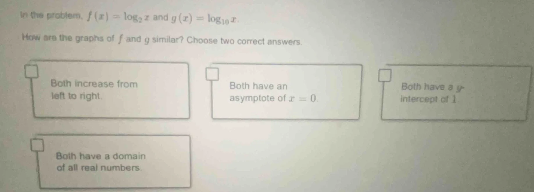 in the problem, $f(x)=\\log_2 x$ and $g(x)=\\log_{10} x$. how are the g…