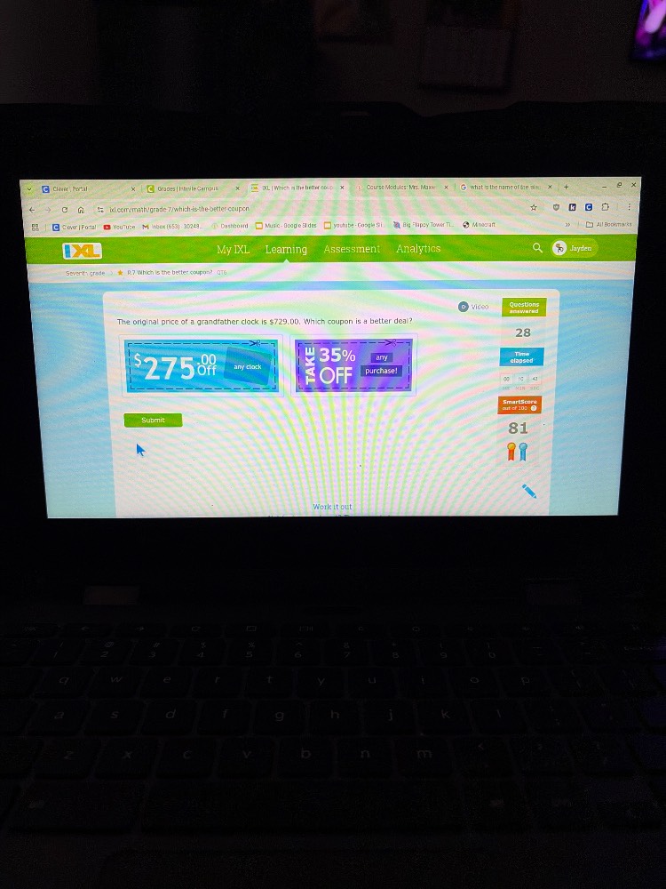 the original price of a grandfather clock is $729.00. which coupon is a…