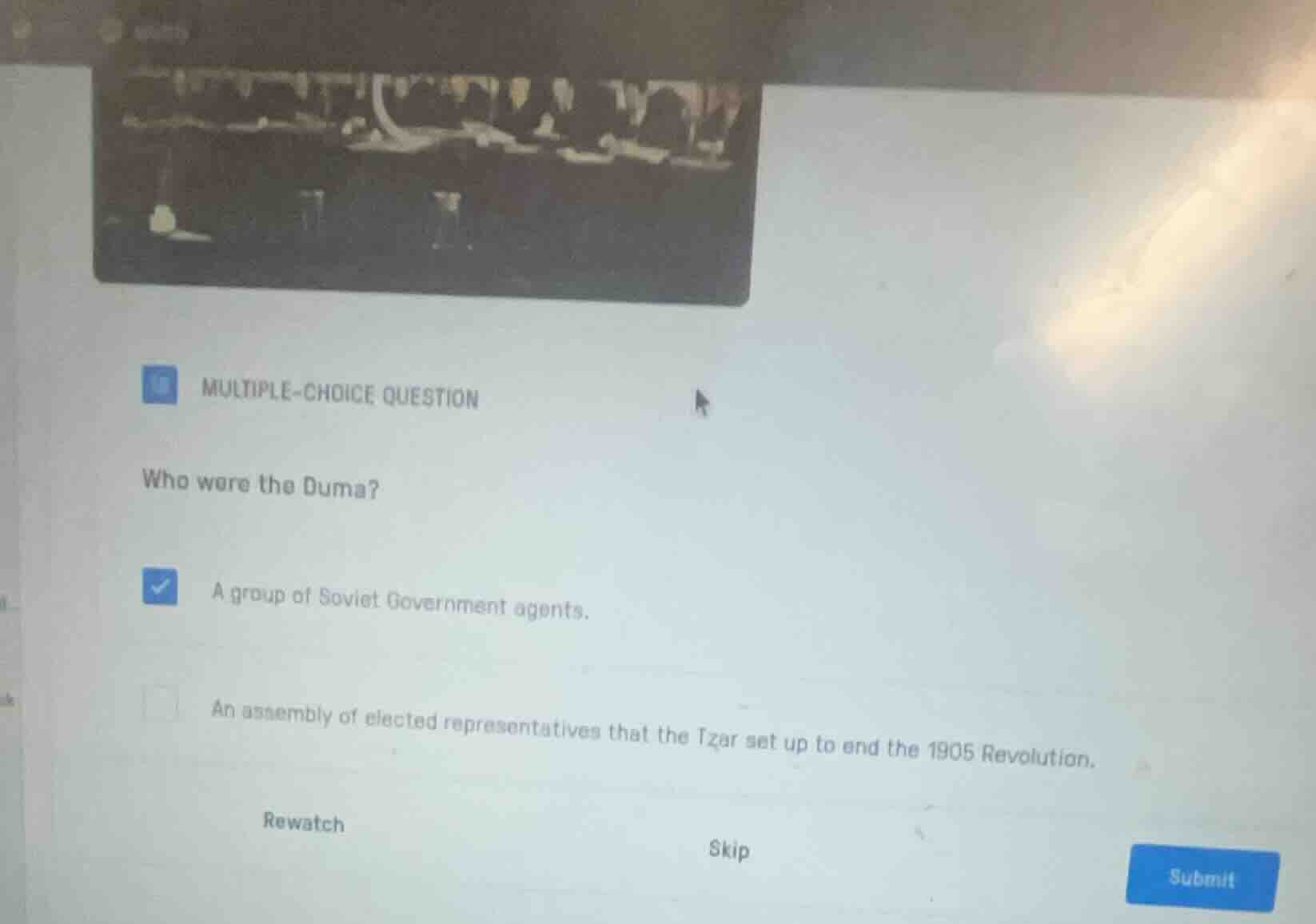 multiple-choice question who were the duma? a group of soviet governmen…