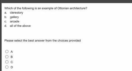 which of the following is an example of ottonian architecture? a. clere…