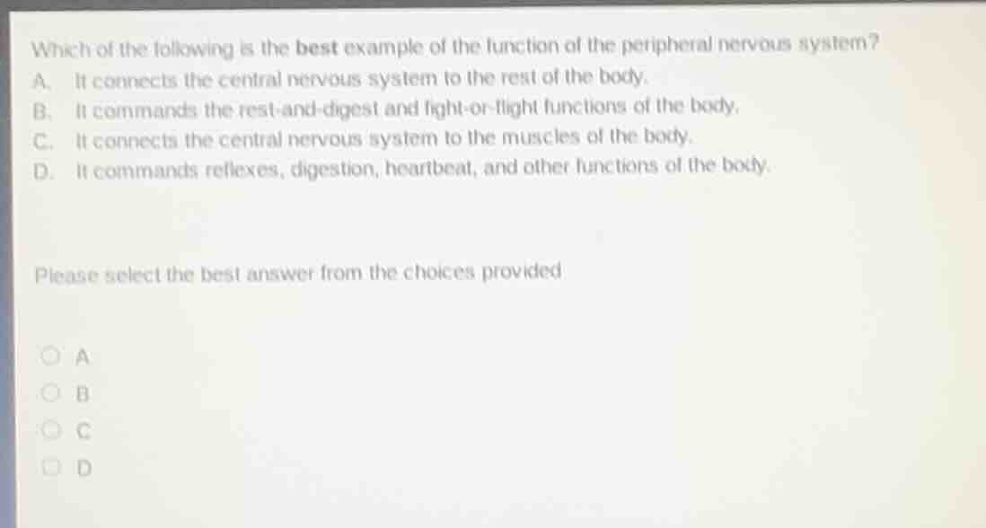 which of the following is the best example of the function of the perip…
