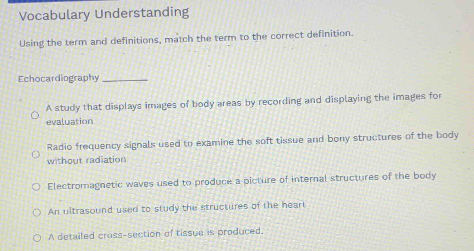 vocabulary understanding using the term and definitions, match the term…