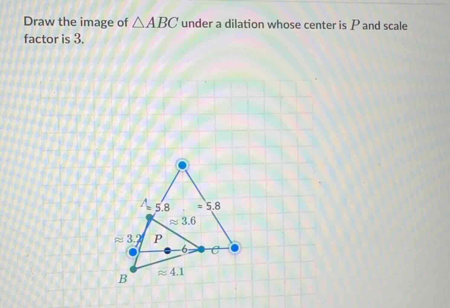 draw the image of \\(\\triangle abc\\) under a dilation whose center is…